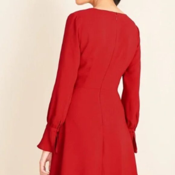 ANN TAYLOR Keyhole Tie Front Flare Dress Zesty Red Womens 10 - Picture 6 of 6